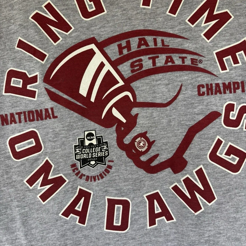 Mississippi State T-shirt Grey Medium Circle Logo‎ Football Hail State